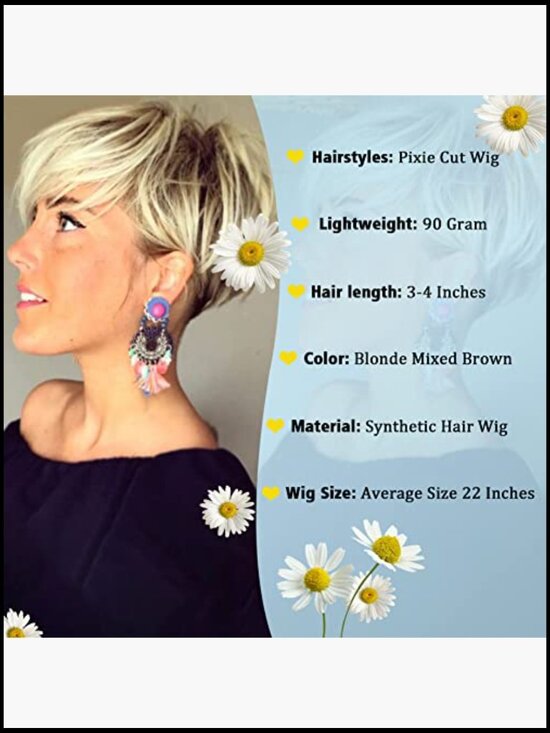 Short Fluffy Layered Pixie Cut Wig Heat Resistant Synthetic Hair Replacement main image 6